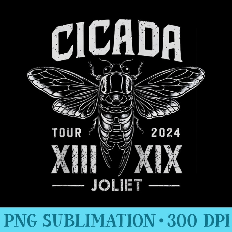 Cicada Tour 2024 Joliet Illinois Broods XIX XIII Raglan Baseball - Trendy PNG Designs - Quick And Seamless Download Process