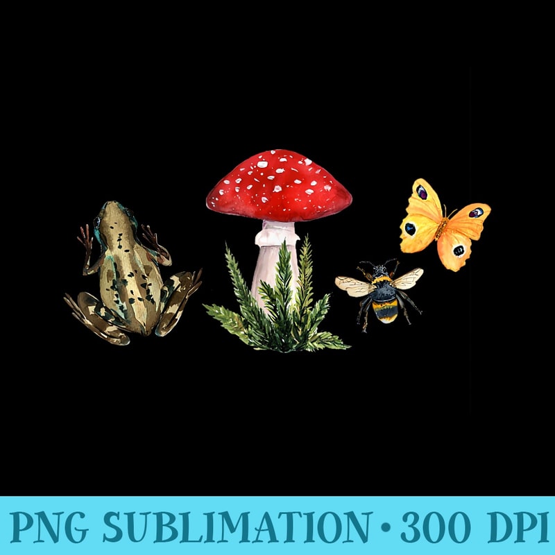 Mushroom Goblincore Frog Bee Butterfly Cottagecore Aesthetic - PNG Clipart Download - Fashionable and Fearless