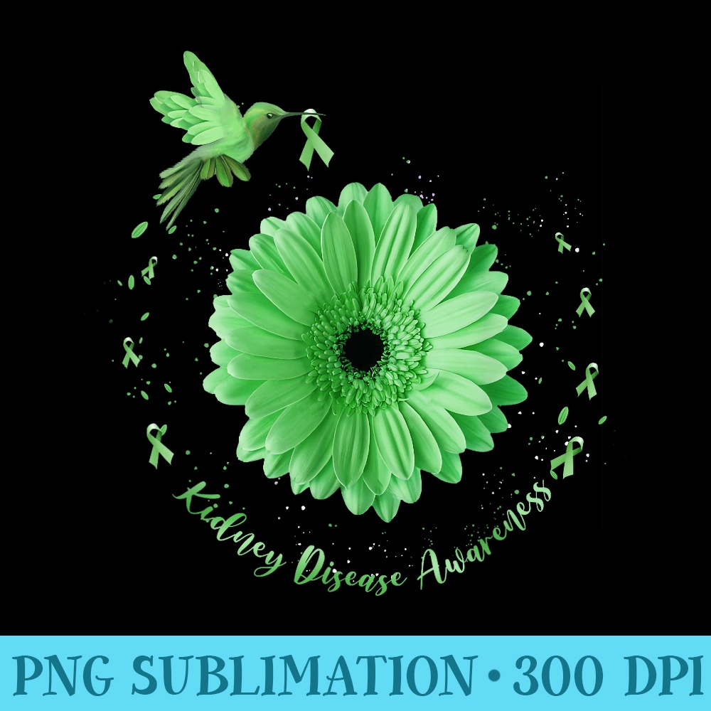 Hummingbird Sunflower Green Ribbon ney Disease Awareness - Sublimation PNG Designs - Unleash Your Inner Rebellion