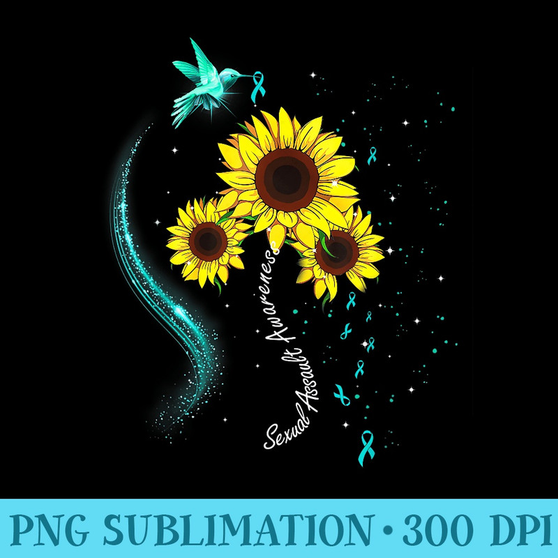 Hummingbird Teal Sunflower Sexual Assault Awareness - Exclusive PNG designs - Unleash Your Creativity