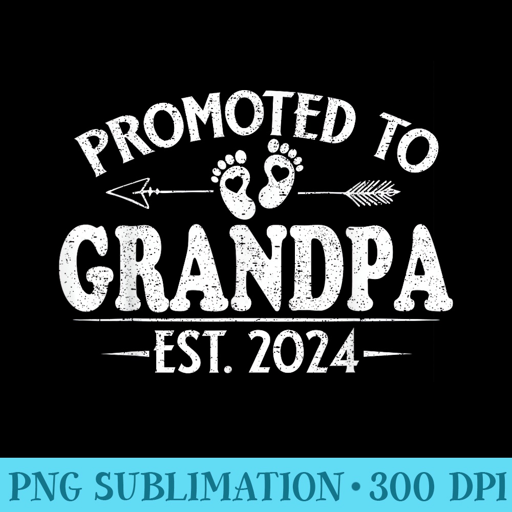 Promoted to Grandpa est. 2024 Grandparents Baby Announcement - PNG Download Clipart - Easy-To-Print And User-Friendly Designs