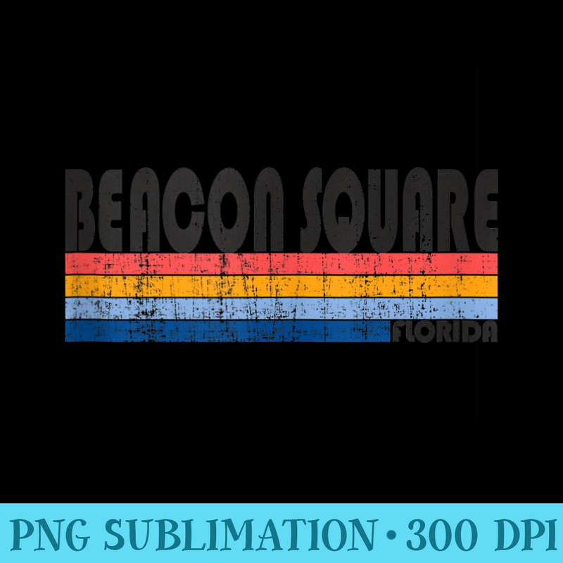 Vintage 70s 80s Style Beacon Square, FL - Digital PNG Artwork - Perfect for Creative Projects