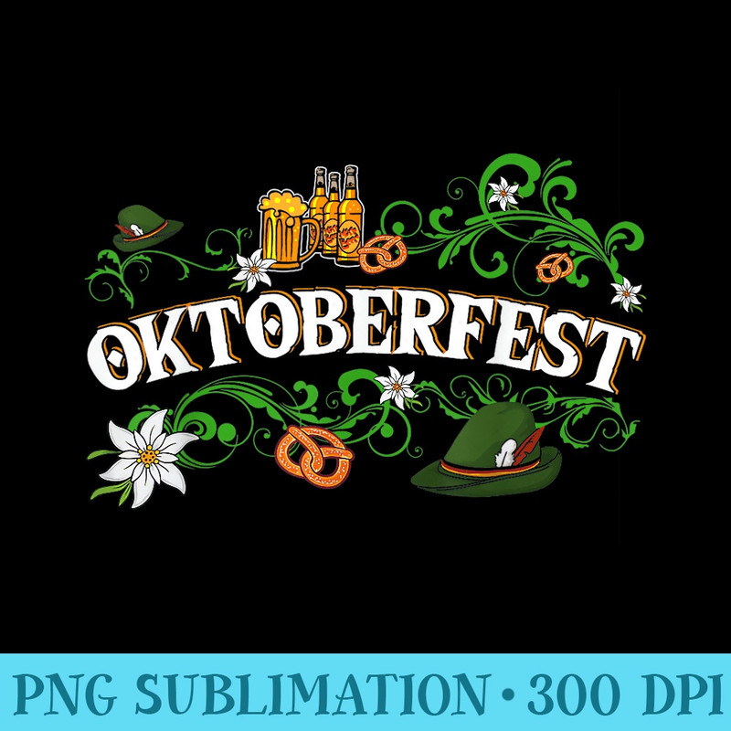 Oktoberfest Funny Beer Hat Pretzel And Edelweiss - Shirt Template Transparent - Premium Quality PNG Artwork