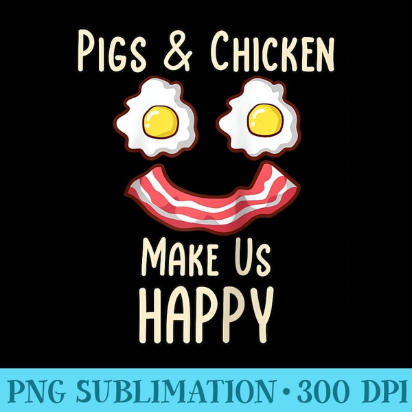 Pigs and Chicken smiling Eggs and Bacon Raglan Baseball - Shirt Vector Illustration - Unleash Your Creativity