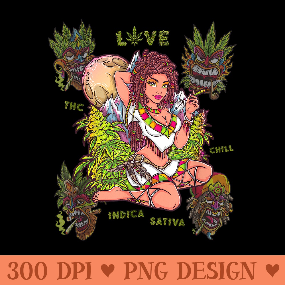 Smoke Girl Funny Weed Stoner Accessories 420 Pot Plant - Unique PNG Artwork - Stunning Sublimation Graphics