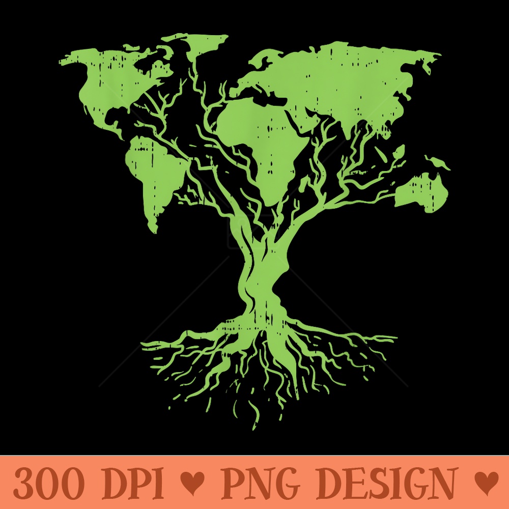 Earth Day Cute World Map Tree Pro Environment Plant - Modern PNG designs - Trendsetting And Modern Collections