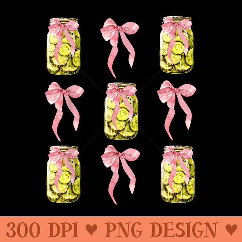 Canned Pickle Coquette Bows Cute Pickle Jar Girl Women - High Quality PNG files - Limited Edition And Exclusive Designs