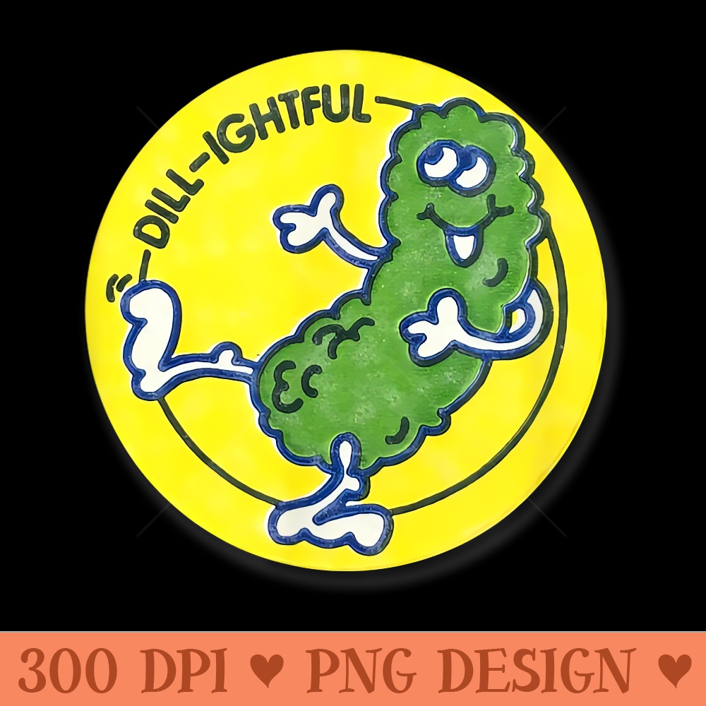 Vintage Scratch and Sniff Sticker Dill Pickle, DillLightful - Sublimation PNG Designs - Easy To Print And User Friendly Designs