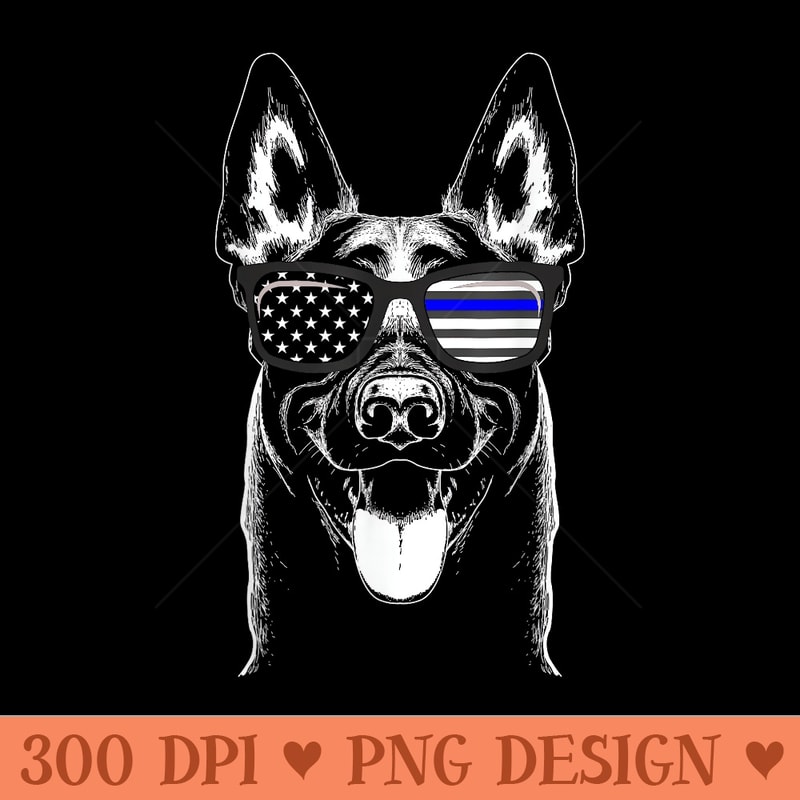 Belgian Malinois K9 Unit Thin Blue Line Flag Police - Ready To Print PNG Designs - Bold & Eye Catching
