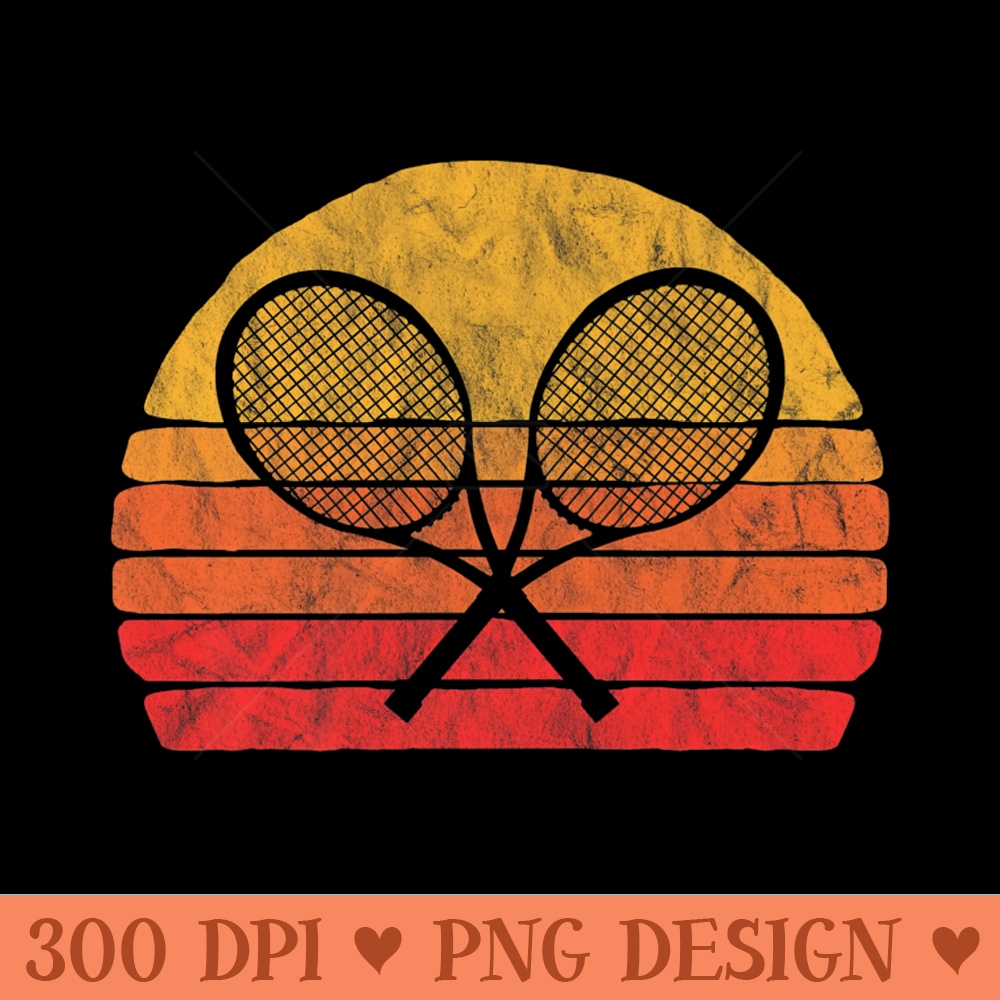 Crossed Tennis Racquet Retro 80s Sun Vintage Premium - PNG download with transparent background - Premium Quality PNG Artwork