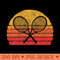 Crossed Tennis Racquet Retro 80s Sun Vintage Premium - PNG download with transparent background - Premium Quality PNG Artwork