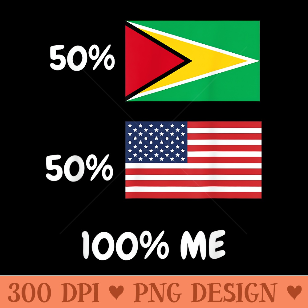 Half Guyanese Guyana Flag Half American USA Flag DNA Pride - PNG Design Files - Eco Friendly And Sustainable