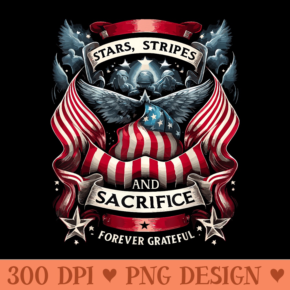 Forever Grateful Veteran Patriotic Military Memorial Day Men - Printable PNG Images - Perfect for Personalization