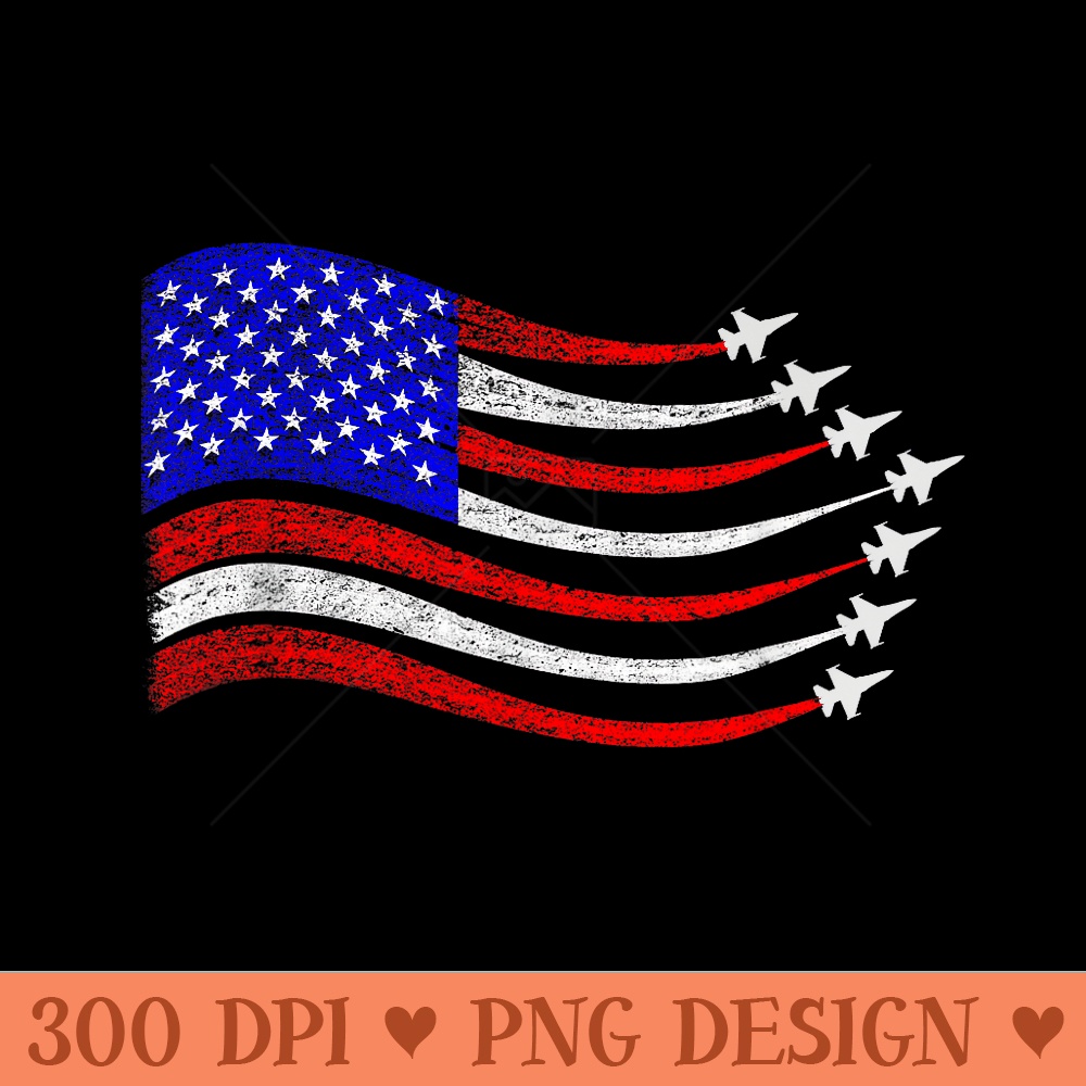 American Patriotic Fighter Jets USA Flag Waving 4th of July - Exclusive PNG designs - Stunning Sublimation Graphics