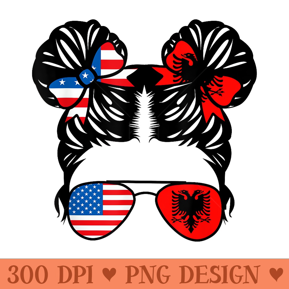 Half American Half Albanian Girl USA Albania Flag Patriot - Digital PNG Downloads - Instant Access To Downloadable Files