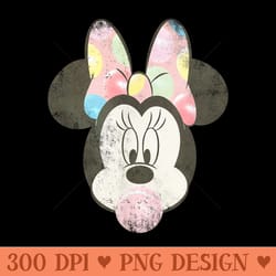 disney minnie mouse retro bubblegum big face portrait - png design downloads