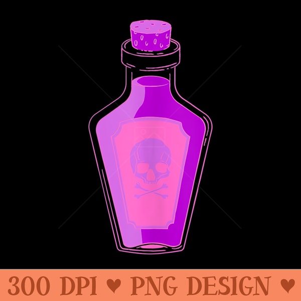 Poison Bottle Witch Potion Skull Yumi Kawaii Pastel Goth - Printable PNG Images - Versatile And Customizable Designs