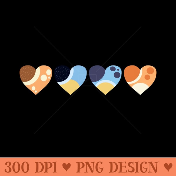 Heeler Family Love Hearts BlueyInspired Color Palette Hearts - PNG Templates - Create with Confidence