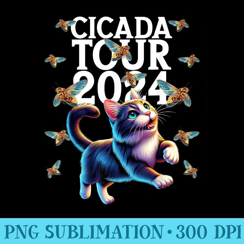 Cicada Tour 2024 Brood XIX Brood XIII Insect CAT Lover Funny - PNG Download - Eco Friendly And Sustainable Digital Products