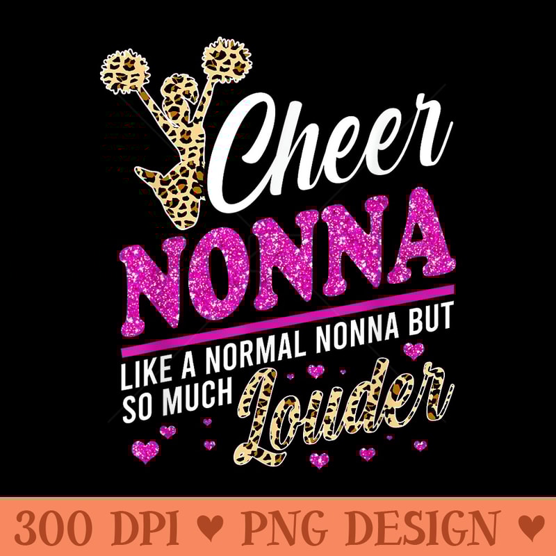 Cheer Nonna Biggest Fan Leopard Print And Pom Pom - Ready To Print PNG Designs - Bold & Eye Catching