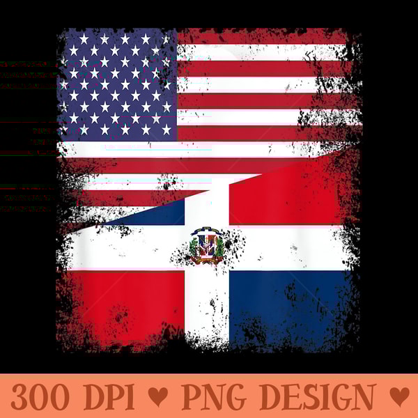 Half Dominican Flag T Vintage USA - PNG Graphics - Stunning Sublimation Graphics