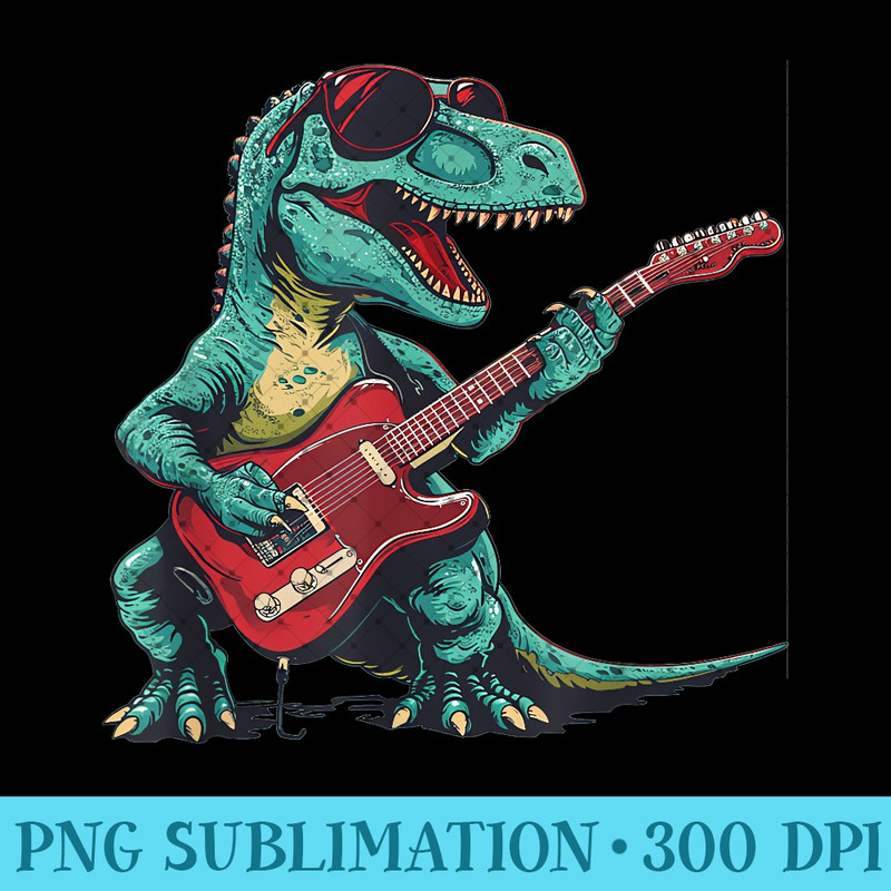 Guitar dinosaur for Jurassic and music lovers - Modern PNG designs - High Resolution And Print-Ready Designs