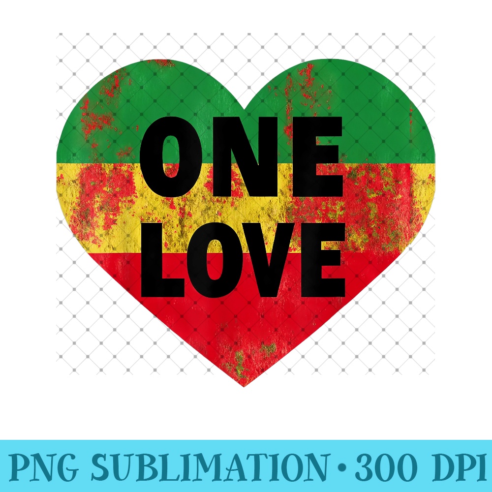 Reggae Heart One Love Rasta Reggae Music Rastafarian Jamaica - High Quality PNG files - High Resolution And Print-Ready Designs