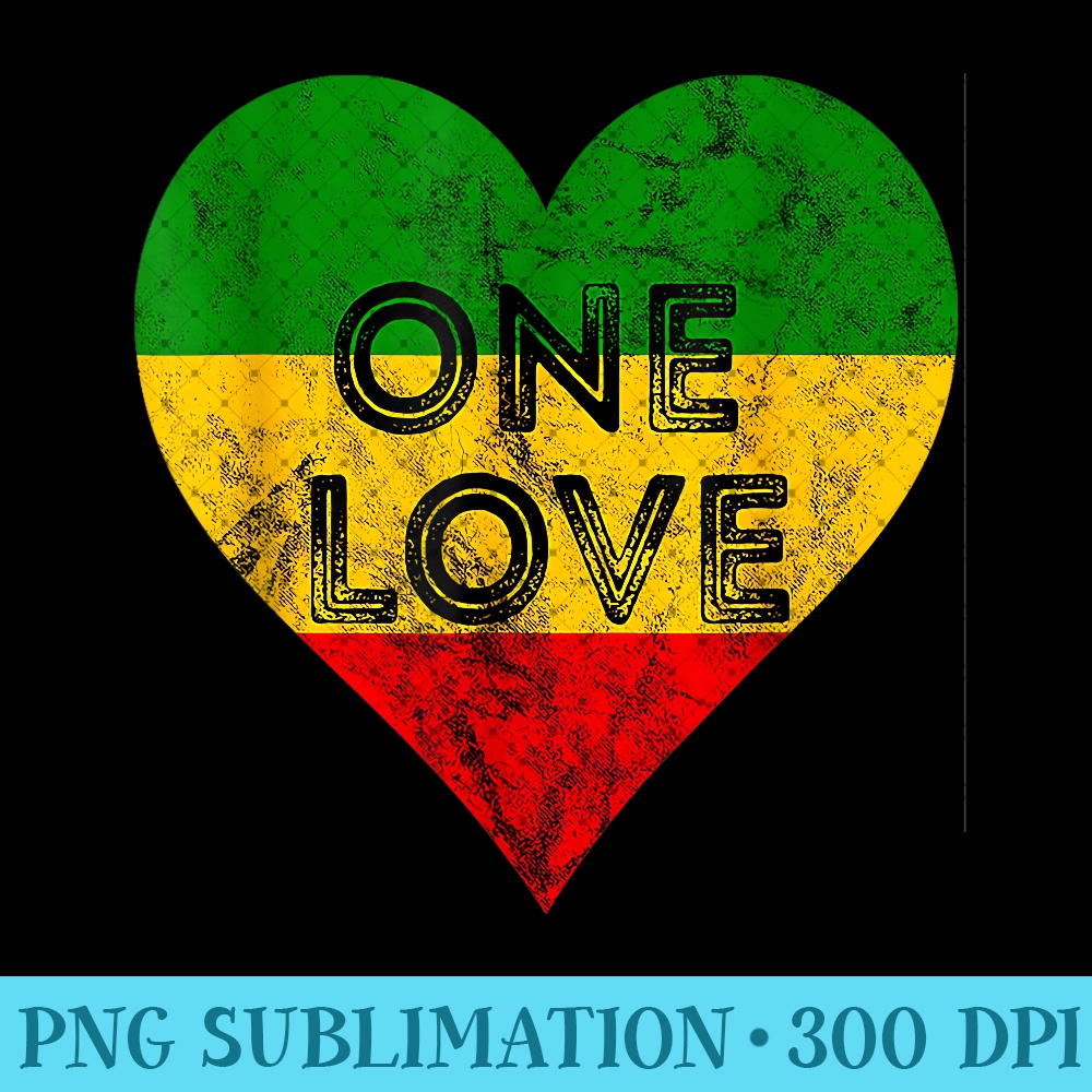 Reggae Heart One Love Rasta Reggae Music Rastafarian Jamaica - Digital PNG Artwork - Spice Up Your Sublimation Projects