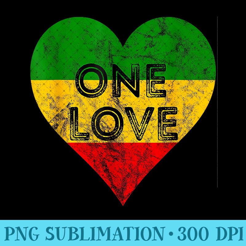 Reggae Heart One Love Rasta Reggae Music Rastafarian Jamaica - Digital PNG Artwork - Spice Up Your Sublimation Projects