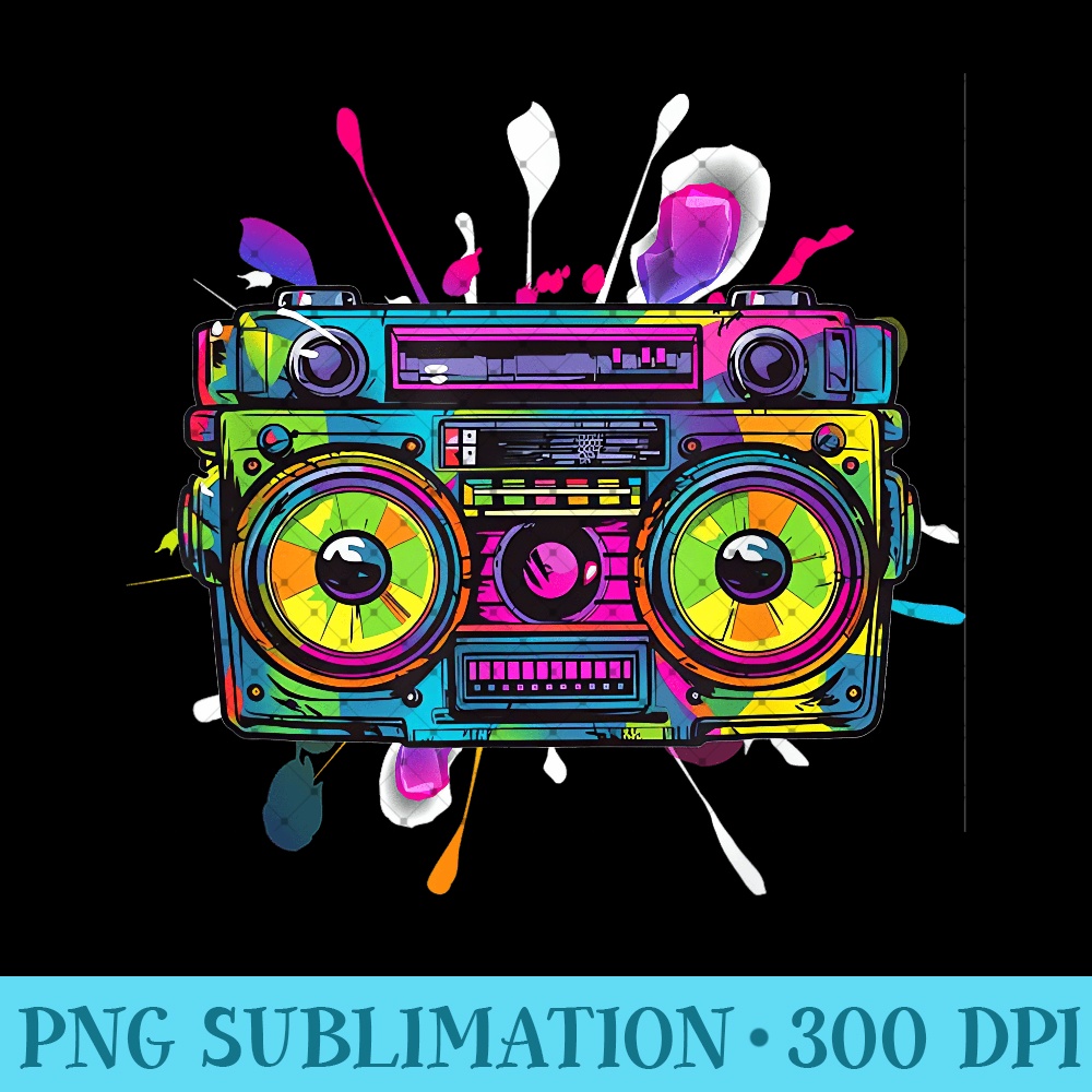 90s 80s Cassette Radio 1980s Retro Vintage Throwback Music - High Resolution PNG Designs - Bold & Eye-catching