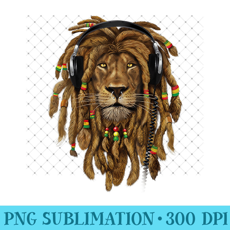 Rasta Reggae Lion Music Art for Rastafari Lover - PNG Templates - Enhance Your Apparel with Stunning Detail