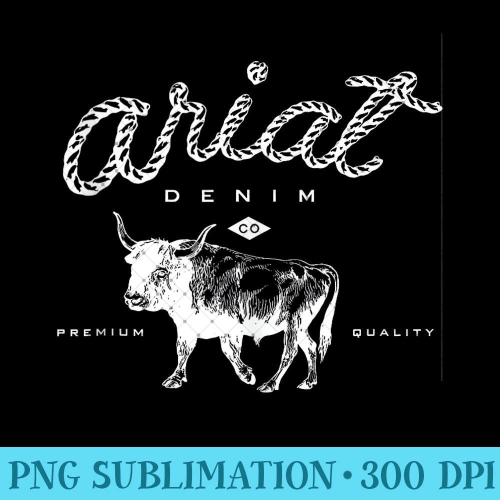 Ariat Denim Bull Western Flair Country Music Vintage America - PNG Prints - Easy-To-Print And User-Friendly Designs