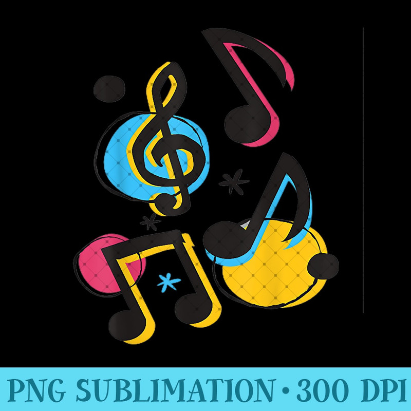 Retro Colored Music Notes Design For Musicians - PNG Design Files - Spice Up Your Sublimation Projects