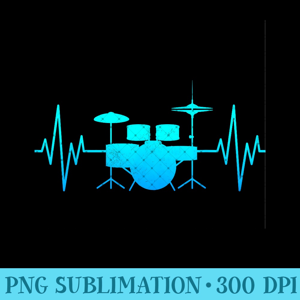 Drum Heartbeat Lifeline Music Lover Band Member Drummer Men - PNG design downloads - Instant Access To Downloadable Files