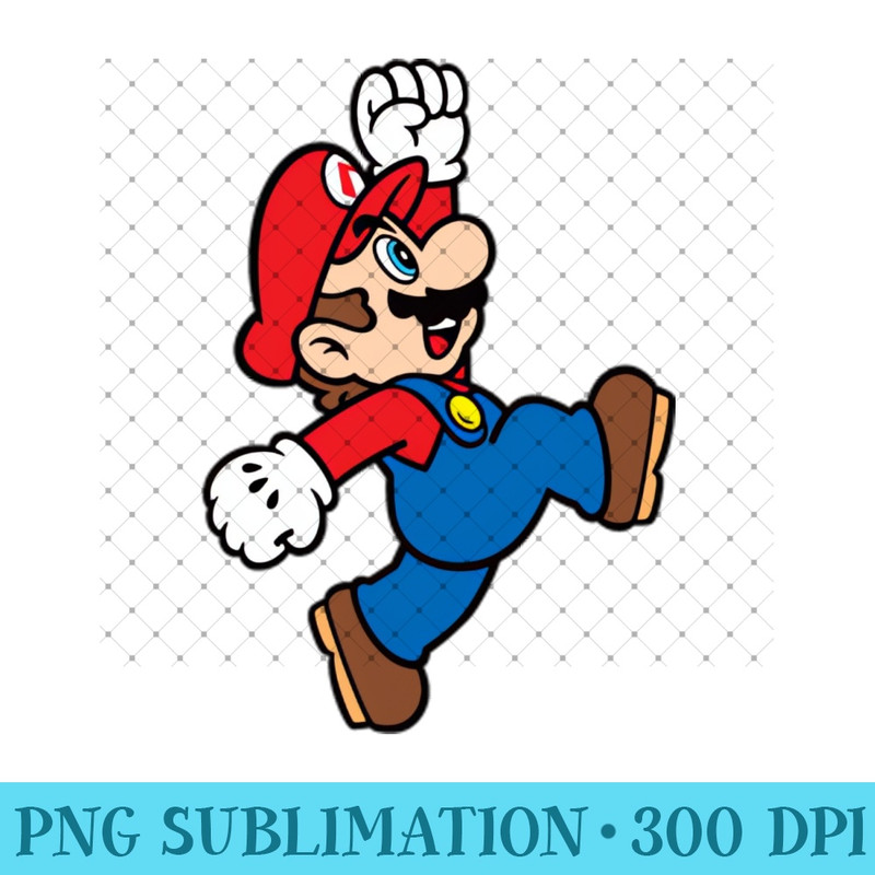 Super Mario Bros Mario Jump Left Chest - Unique Sublimation PNG Download - Unlock Vibrant Sublimation Designs
