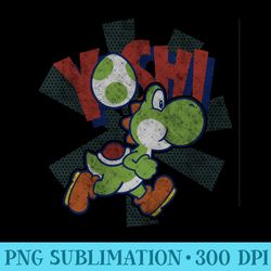 super mario yoshi distressed logo portrait - ready to print png designs