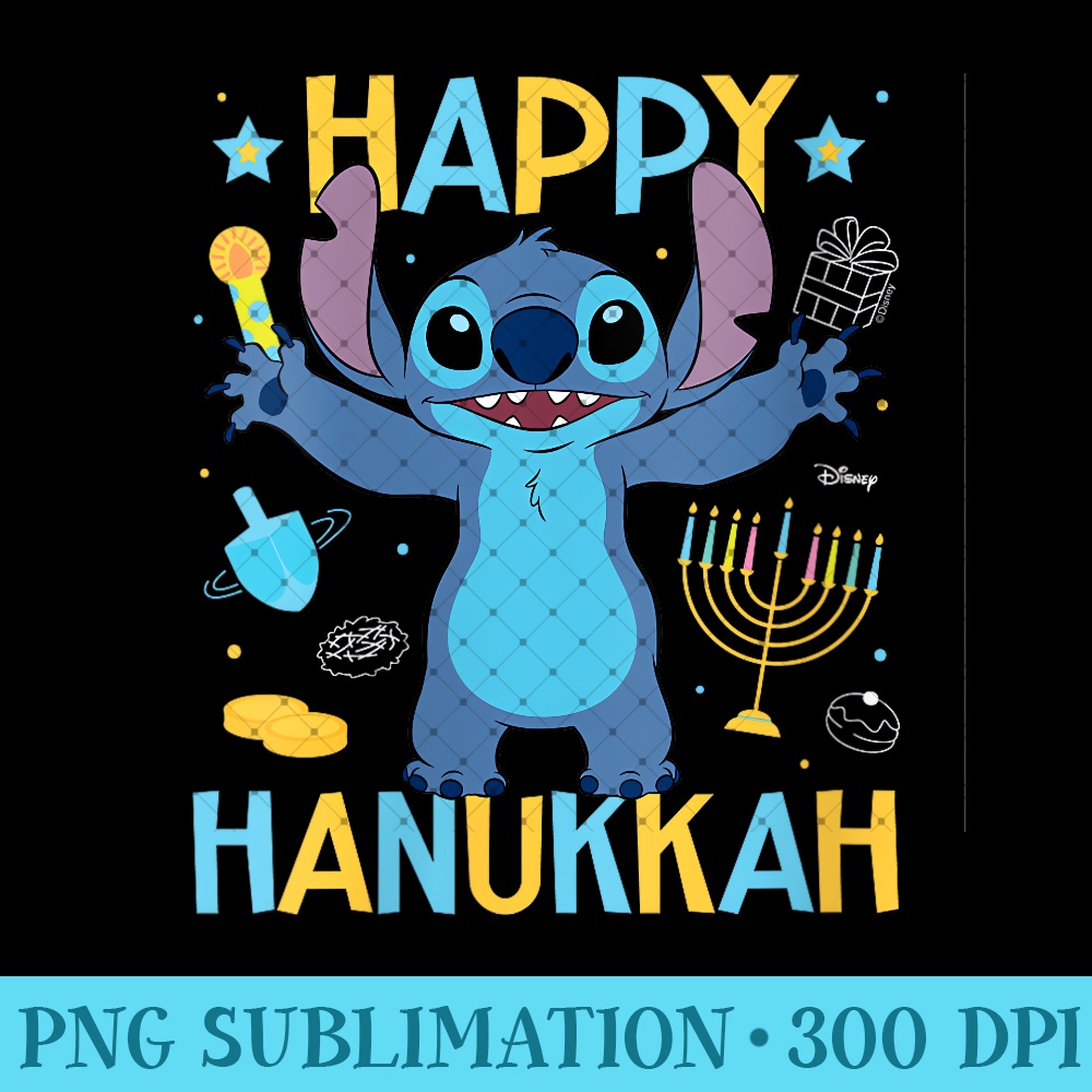 Womens Lilo & Stitch - Happy Hanukkah - PNG Templates - Lifetime Access To Purchased Files