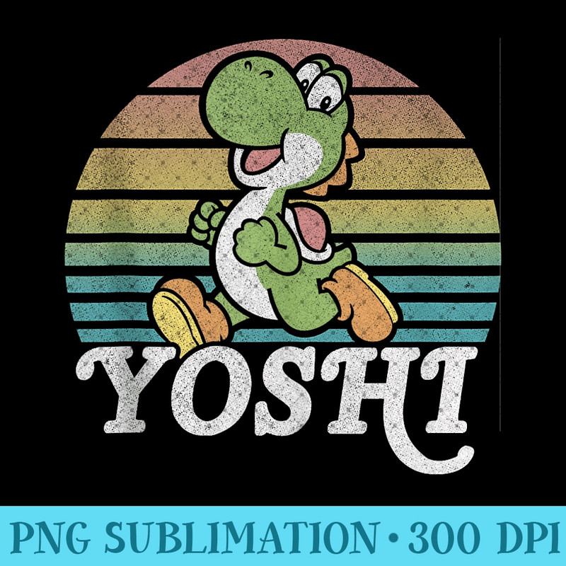 Super Mario Yoshi Retro Line Run Portrait - PNG Prints - Unlock Vibrant Sublimation Designs