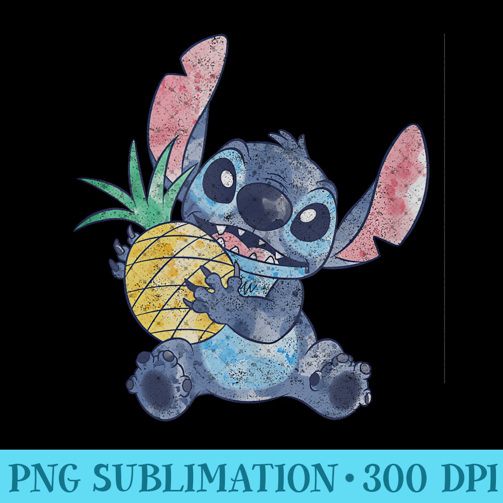 Disney Lilo & Stitch Pineapple Posing Destressed - Ready To Print PNG Designs - Perfect for Sublimation Mastery