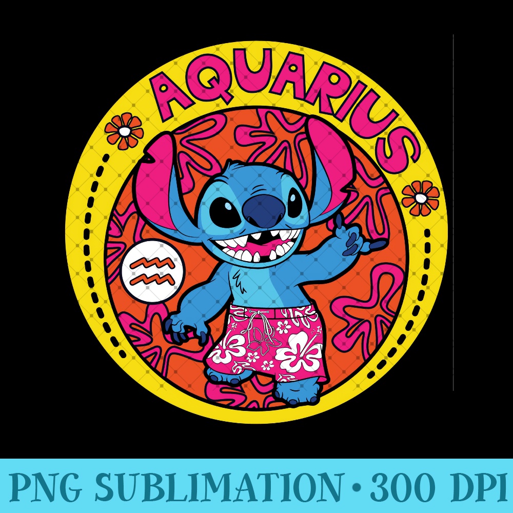 Disney Lilo and Stitch Aquarius Zodiac Sweatshirt - PNG Prints - Instant Access To Downloadable Files