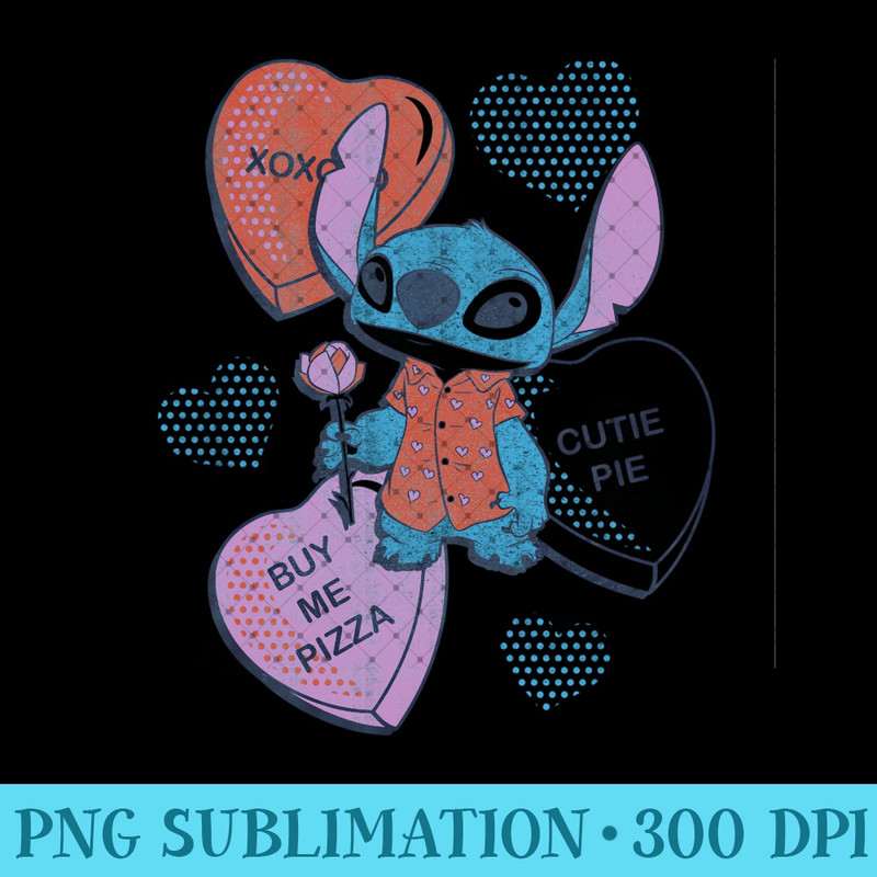 Disney Lilo & Stitch Valentine's Day Stitch Candy Hearts Sweatshirt - PNG Art Files - Instantly Transform Your Sublimation Projects