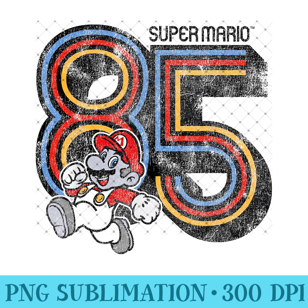 Nintendo Super Mario Since '85 Striped Poster - Modern PNG designs - High Resolution And Print-Ready Designs