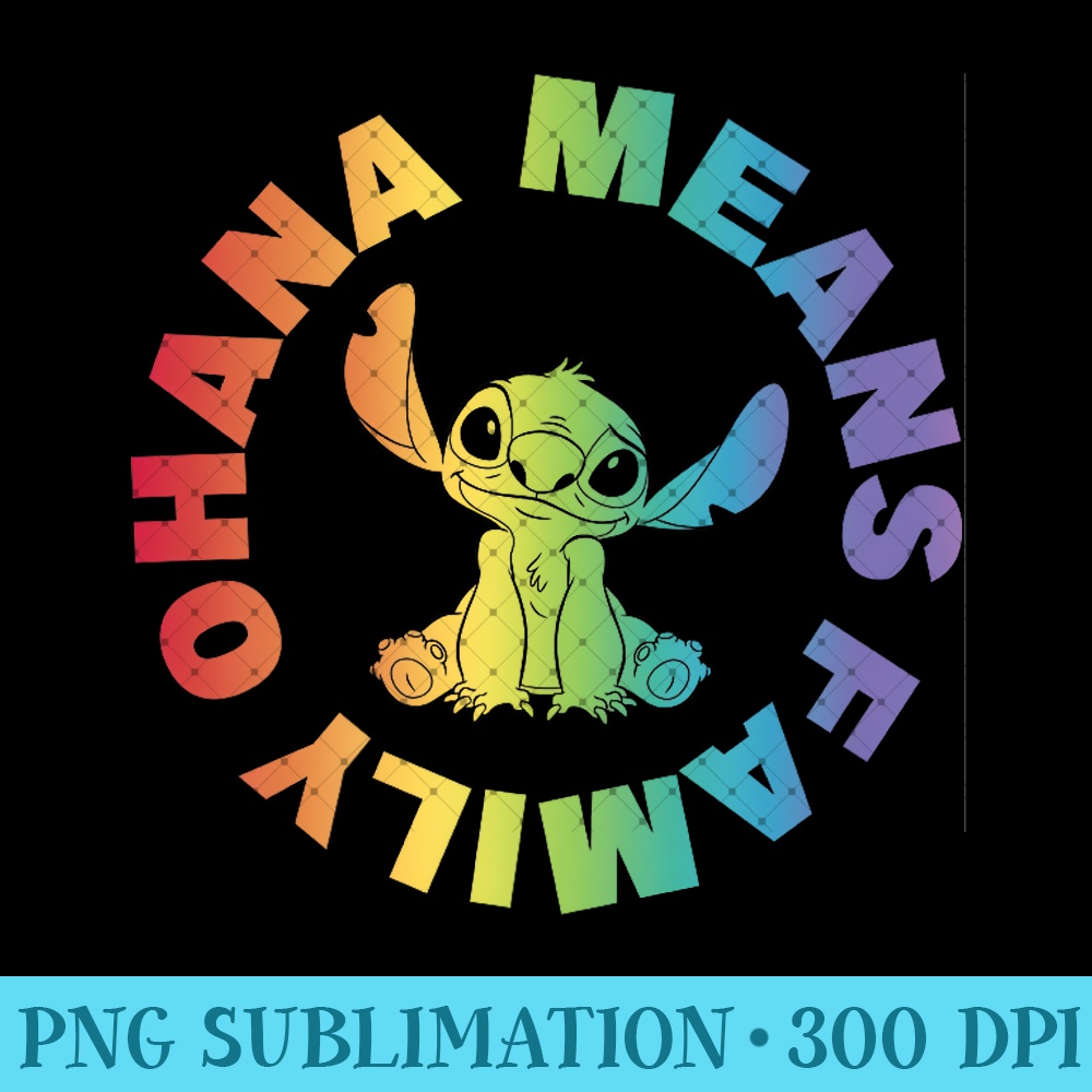 Disney Lilo & Stitch Ohana Means Family Rainbow Circle Premium - Unique Sublimation PNG Download - Capture Imagination with Every Detail