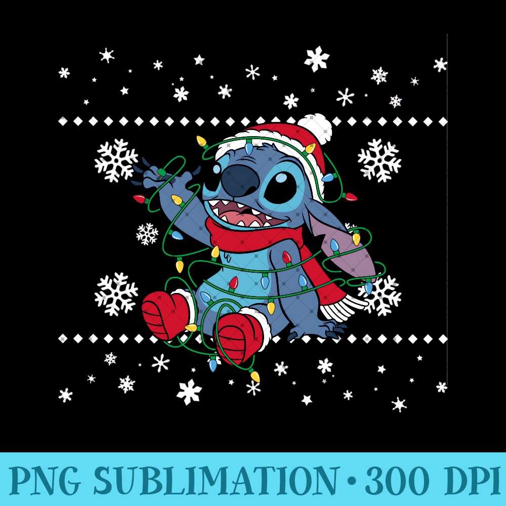 Lilo & Stitch - Holiday Light Up Stitch - Unique PNG Artwork - Easy-To-Print And User-Friendly Designs