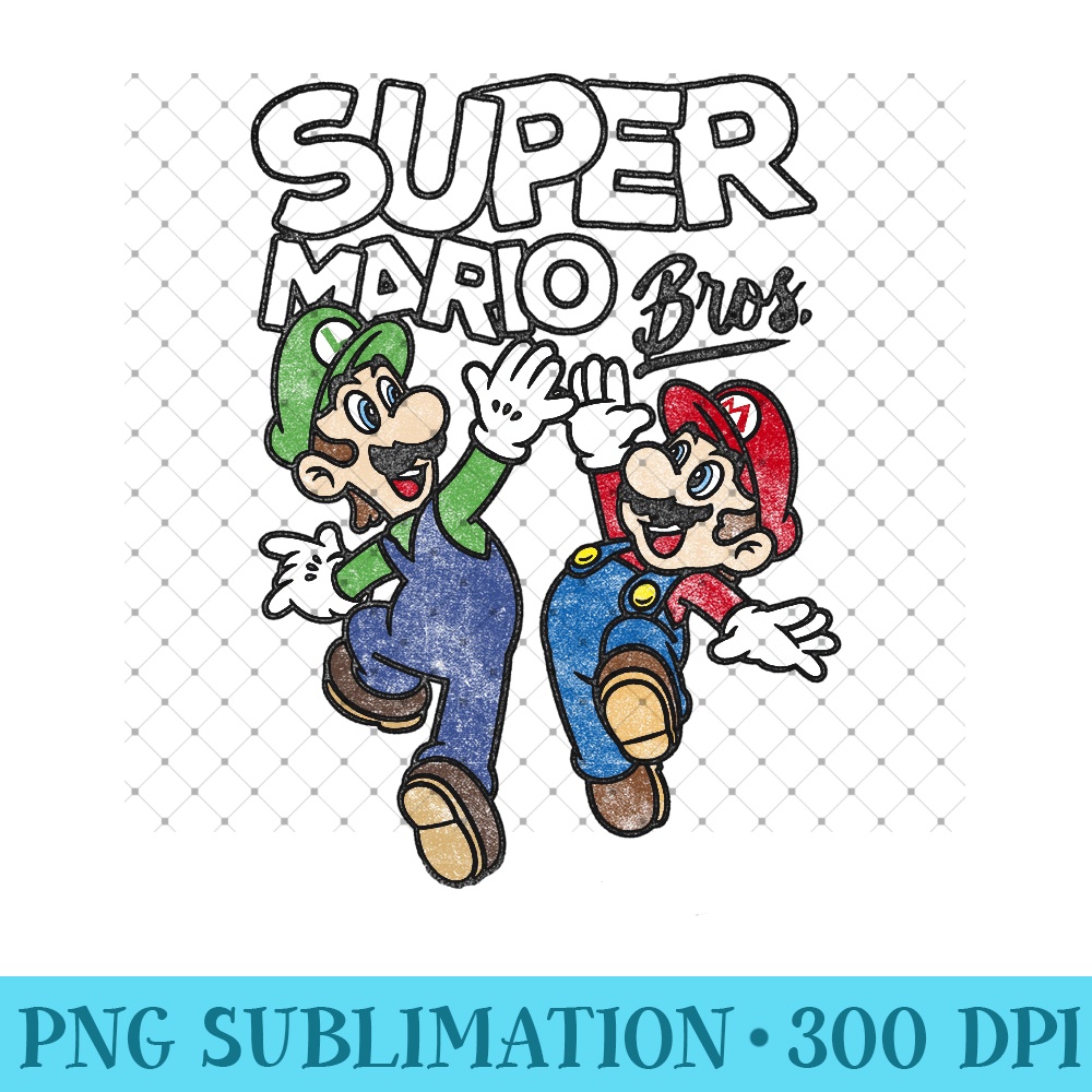 Super Mario Bros. Luigi And Mario High Five Portrait Sweatshirt - Sublimation PNG Designs - Versatile And Customizable Designs