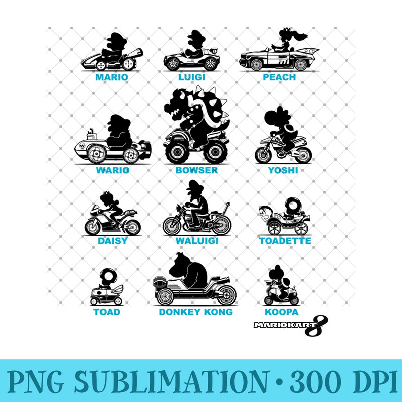 Super Mario Mario Kart Silhouette Racers Hoodie - Modern PNG designs - Transform Your Sublimation Creations