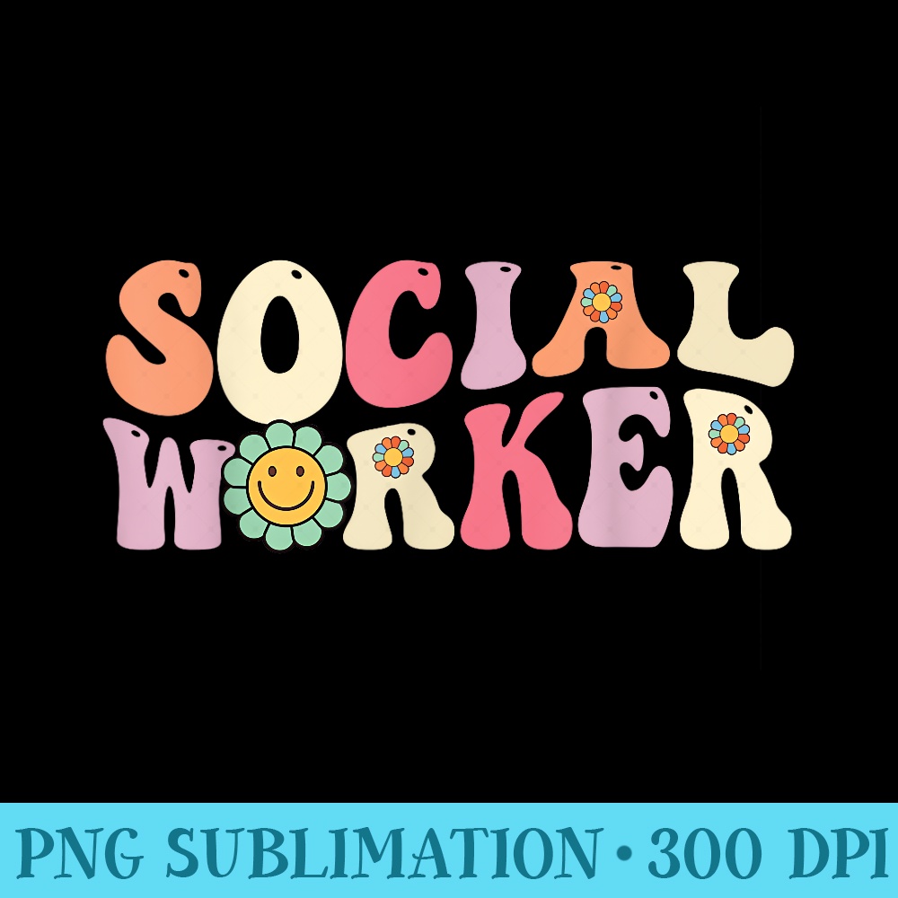 Social Worker Groovy Retro Vintage 60s 70s Design - Trendy PNG Designs - Limited Edition And Exclusive Designs