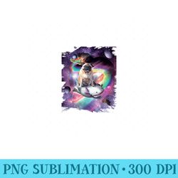 space pug dog riding axolotl rainbow - png clipart