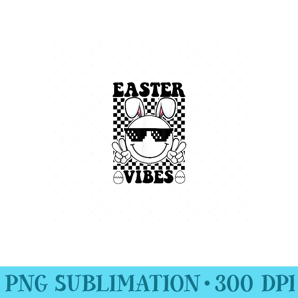 Groovy Easter Vibes Bunny Smile Face Peace Hand - PNG Design Files - Fashionable and Fearless