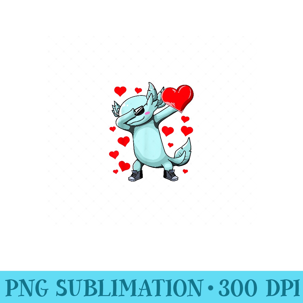 Dabbing Axolotl Heart Valentines Day as Girls - Unique Sublimation patterns - Quick And Seamless Download Process